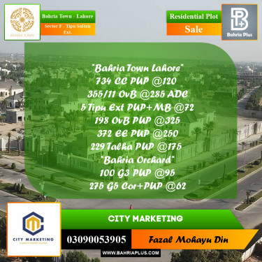 10 Marla Residential Plot for Sale in Sector F - Tipu Sultan Ext. -  Bahria Town, Lahore - (BP-290318)