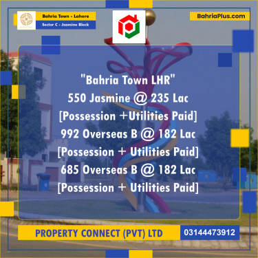 10 Marla Residential Plot for Sale in Sector C - Jasmine Block -  Bahria Town, Lahore - (BP-290320)