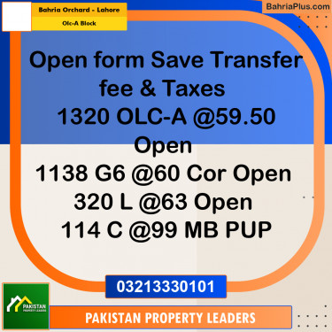 5 Marla Residential Plot for Sale in OLC-A Block -  Bahria Orchard, Lahore - (BP-290387)