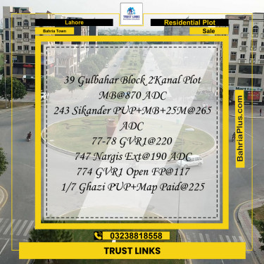 Residential Plot for Sale in Bahria Town, Lahore - (BP-290399)
