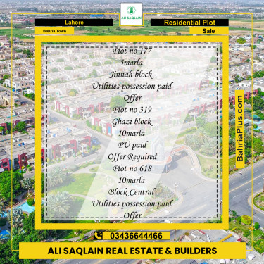 10 Marla Residential Plot for Sale in Bahria Town, Lahore - (BP-290438)