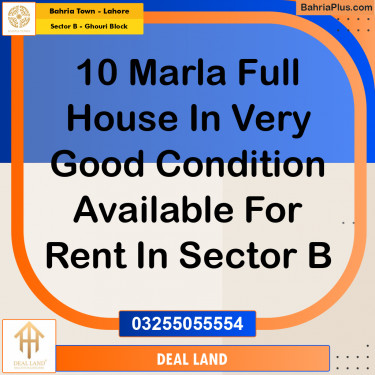 10 Marla Residential House for Rent in Sector B - Ghouri Block -  Bahria Town, Lahore - (BP-290486)