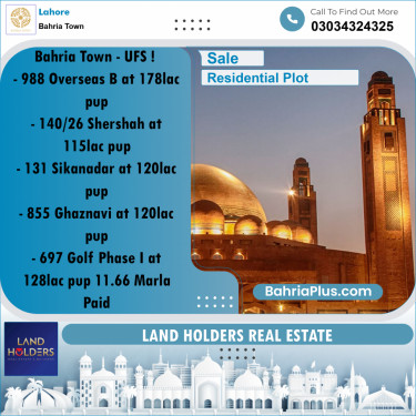 Residential Plot for Sale in Bahria Town, Lahore - (BP-290503)
