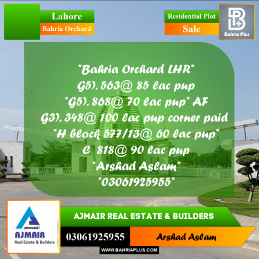 Residential Plot for Sale in Bahria Orchard, Lahore - (BP-290608)