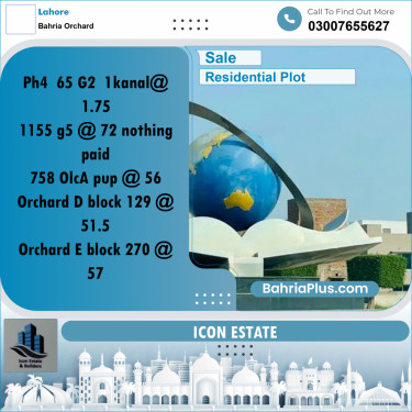 Residential Plot for Sale in Bahria Orchard, Lahore - (BP-290631)