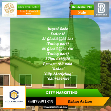Residential Plot for Sale in Sector C - Chambeli Block -  Bahria Town, Lahore - (BP-290644)