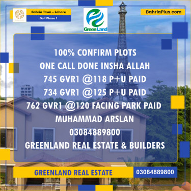 10 Marla Residential Plot for Sale in Golf Phase 1 -  Bahria Town, Lahore - (BP-290673)