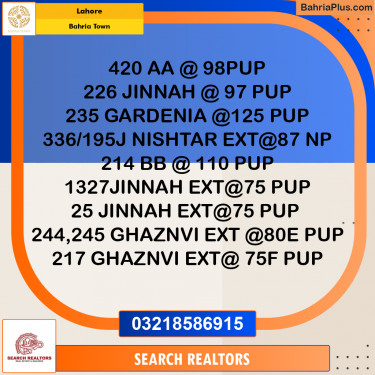 Residential Plot for Sale in Bahria Town, Lahore - (BP-290738)