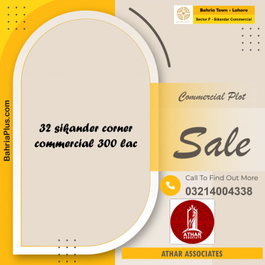 5 Marla Commercial Plot for Sale in Sector F - Sikandar Commercial -  Bahria Town, Lahore - (BP-290774)