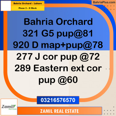 8 Marla Residential Plot for Sale in Phase 2 - D Block -  Bahria Orchard, Lahore - (BP-290809)