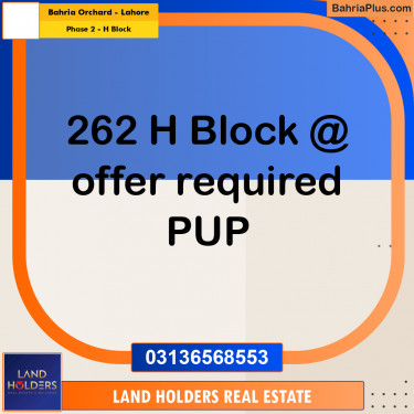 8 Marla Residential Plot for Sale in Phase 2 - H Block -  Bahria Orchard, Lahore - (BP-291220)