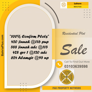 Residential Plot for Sale in Bahria Town, Lahore - (BP-291260)