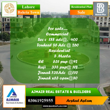 Residential Plot for Sale in Bahria Town, Lahore - (BP-291268)