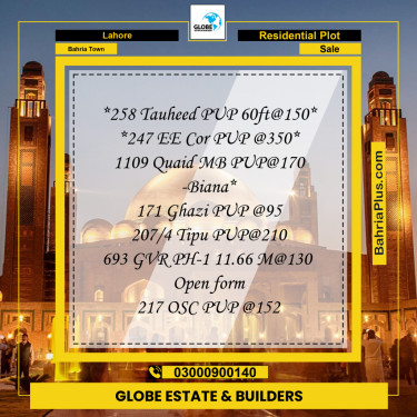 Residential Plot for Sale in Bahria Town, Lahore - (BP-291272)