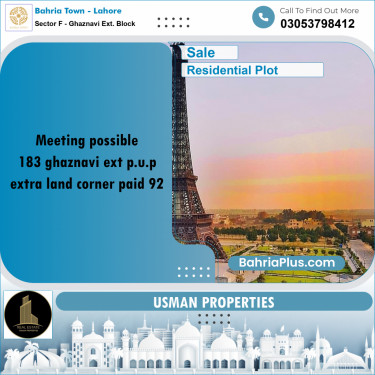 6.5 Marla Residential Plot for Sale in Sector F - Ghaznavi Ext. Block -  Bahria Town, Lahore - (BP-291338)