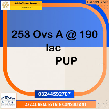 10 Marla Residential Plot for Sale in Overseas A -  Bahria Town, Lahore - (BP-291348)