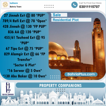 Residential Plot for Sale in Bahria Town, Lahore - (BP-291367)