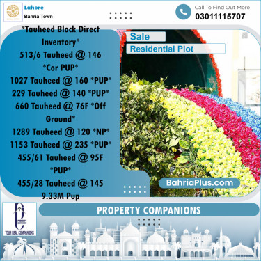 Residential Plot for Sale in Bahria Town, Lahore - (BP-291374)