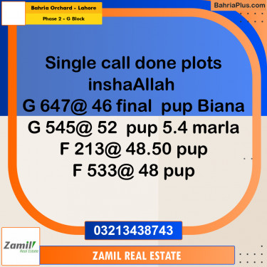 5 Marla Residential Plot for Sale in Phase 2 - G Block -  Bahria Orchard, Lahore - (BP-291394)