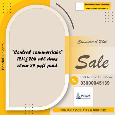5 Marla Commercial Plot for Sale in Phase 1 - Central Commercial -  Bahria Orchard, Lahore - (BP-291410)