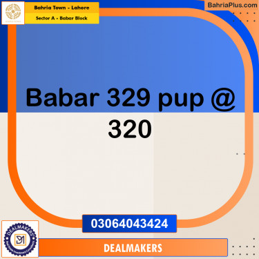 20 Marla Residential Plot for Sale in Sector A - Babar Block -  Bahria Town, Lahore - (BP-291424)
