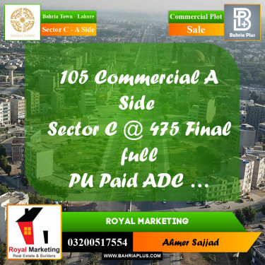 5 Marla Commercial Plot for Sale in Sector C - A Side -  Bahria Town, Lahore - (BP-291461)