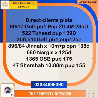 1 Kanal Residential Plot for Sale in Golf Phase 1 -  Bahria Town, Lahore - (BP-291487)