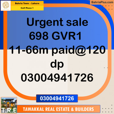 12 Marla Residential Plot for Sale in Golf Phase 1 -  Bahria Town, Lahore - (BP-291510)