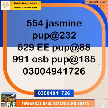 10 Marla Residential Plot for Sale in Sector C - Jasmine Block -  Bahria Town, Lahore - (BP-291514)