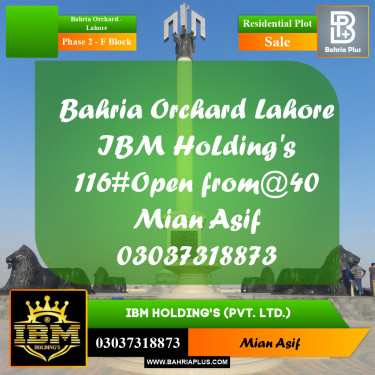 5 Marla Residential Plot for Sale in Phase 2 - F Block -  Bahria Orchard, Lahore - (BP-291634)
