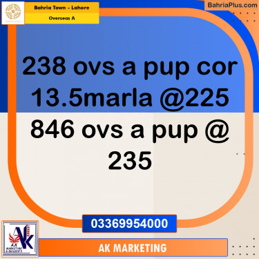 13.5 Marla Residential Plot for Sale in Overseas A -  Bahria Town, Lahore - (BP-291652)