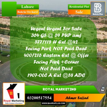 Residential Plot for Sale in Bahria Orchard, Lahore - (BP-291672)