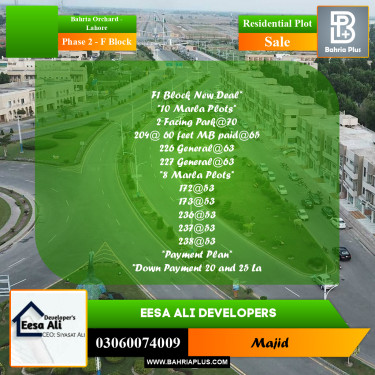 Residential Plot for Sale in Phase 2 - F Block -  Bahria Orchard, Lahore - (BP-291696)