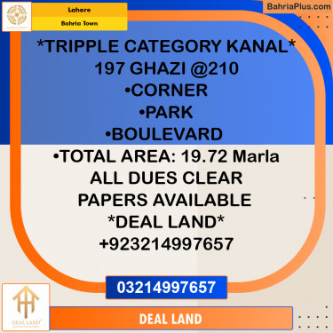 Residential Plot for Sale in Bahria Town, Lahore - (BP-291822)