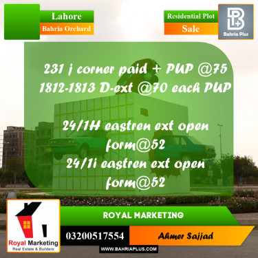 Residential Plot for Sale in Bahria Orchard, Lahore - (BP-291865)