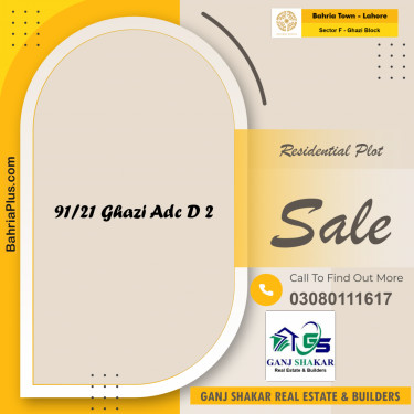 1 Kanal Residential Plot for Sale in Sector F - Ghazi Block -  Bahria Town, Lahore - (BP-291943)