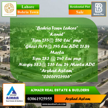 Residential Plot for Sale in Bahria Town, Lahore - (BP-292010)