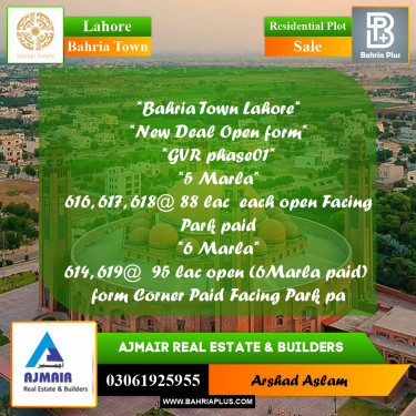 Residential Plot for Sale in Bahria Town, Lahore - (BP-292015)