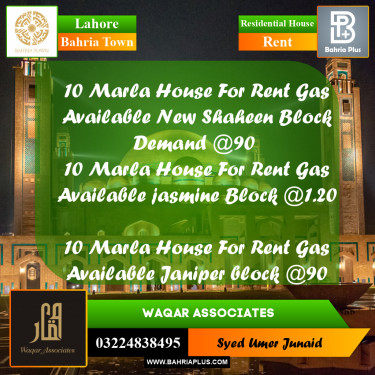 Residential House for Rent in Bahria Town, Lahore - (BP-292051)