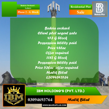 5 Marla Residential Plot for Sale in Phase 2 - G Block -  Bahria Orchard, Lahore - (BP-292124)