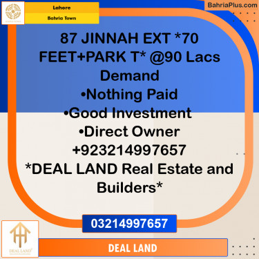 Residential Plot for Sale in Bahria Town, Lahore - (BP-292130)