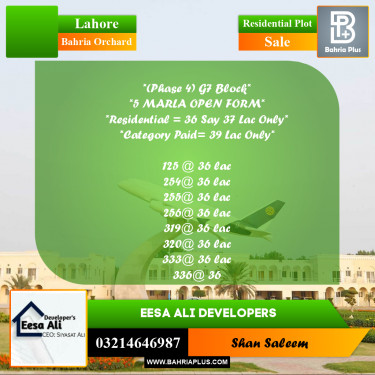 Residential Plot for Sale in Bahria Orchard, Lahore - (BP-292220)