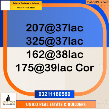 5 Marla Residential Plot for Sale in Phase 4 - G6 Block -  Bahria Orchard, Lahore - (BP-292239)