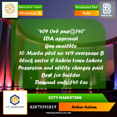 Residential Plot for Sale in Overseas B -  Bahria Town, Lahore - (BP-292385)