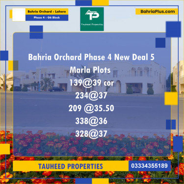5 Marla Residential Plot for Sale in Phase 4 - G6 Block -  Bahria Orchard, Lahore - (BP-292394)