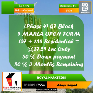 Residential Plot for Sale in Bahria Orchard, Lahore - (BP-292417)