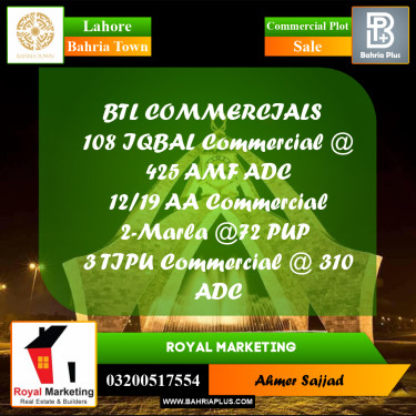 Commercial Plot for Sale in Bahria Town, Lahore - (BP-292467)