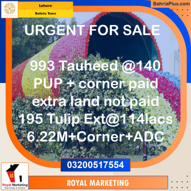 Residential Plot for Sale in Bahria Town, Lahore - (BP-292488)