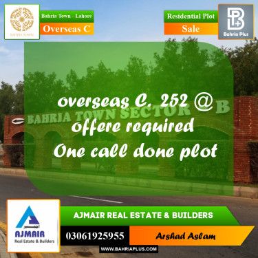 10 Marla Residential Plot for Sale in Overseas C -  Bahria Town, Lahore - (BP-292558)