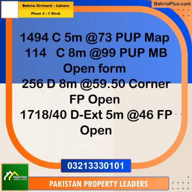 5 Marla Residential Plot for Sale in Phase 2 - C Block -  Bahria Orchard, Lahore - (BP-292594)